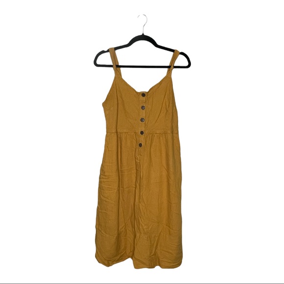 Universal Thread Yellow Linen Blend Dress | M - Picture 1 of 8